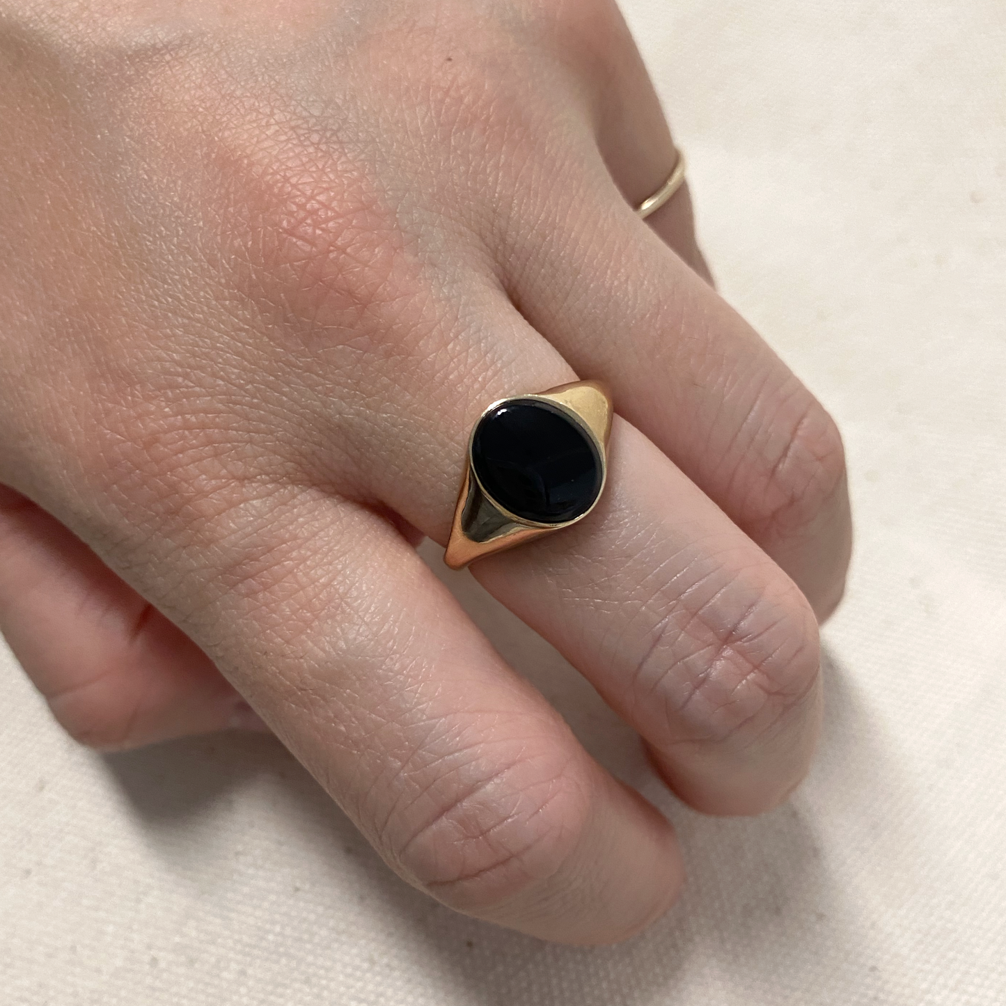 10k Gold Black Oval Onyx Ring by VicStoneNYC Fine Jewelry