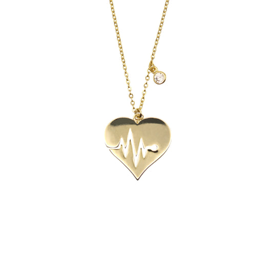 14k Heartbeat with Natural Diamond Gold Necklace by VicStoneNYC Fine Jewelry