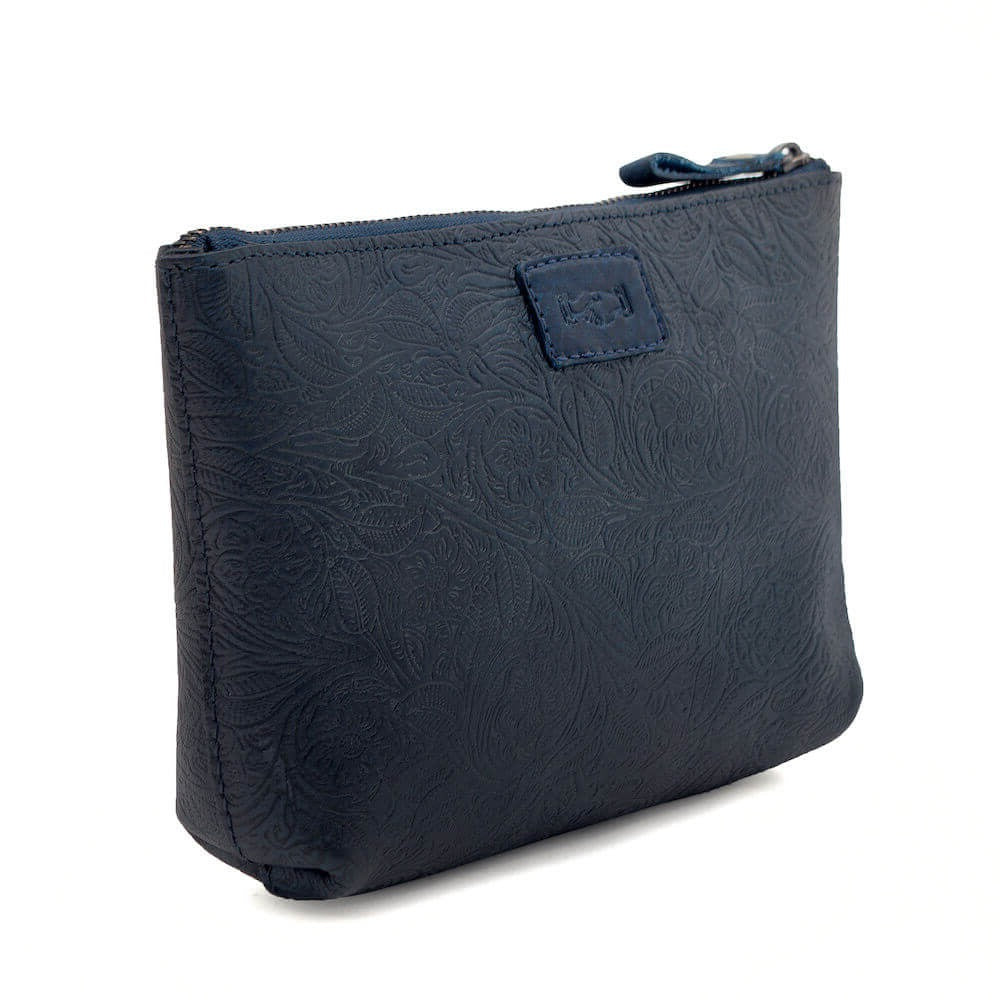 Tooled Leather Large Zippered Pouch by Mission Mercantile Leather Goods