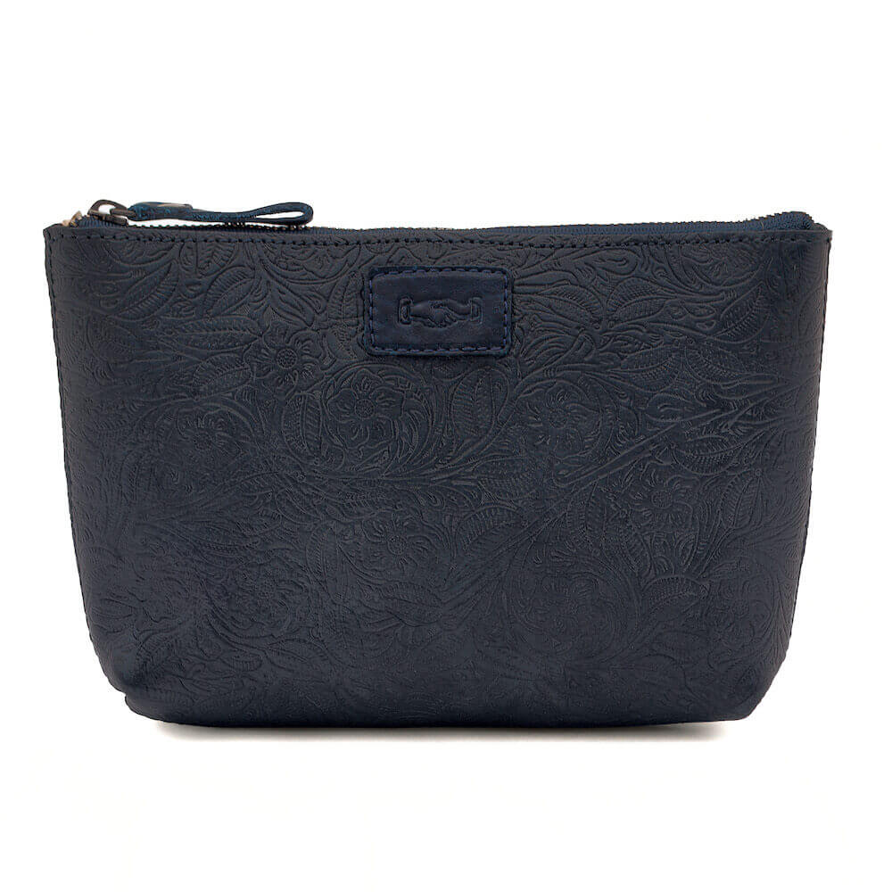 Tooled Leather Large Zippered Pouch by Mission Mercantile Leather Goods