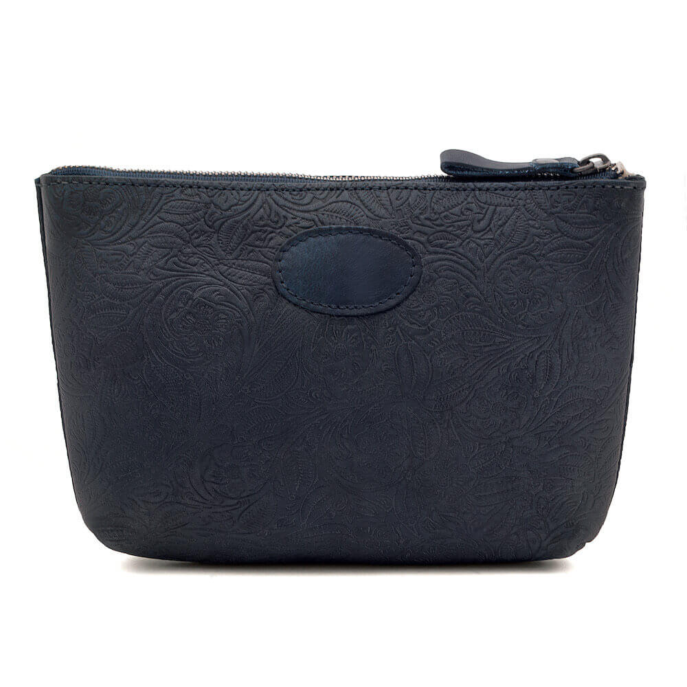 Tooled Leather Large Zippered Pouch by Mission Mercantile Leather Goods