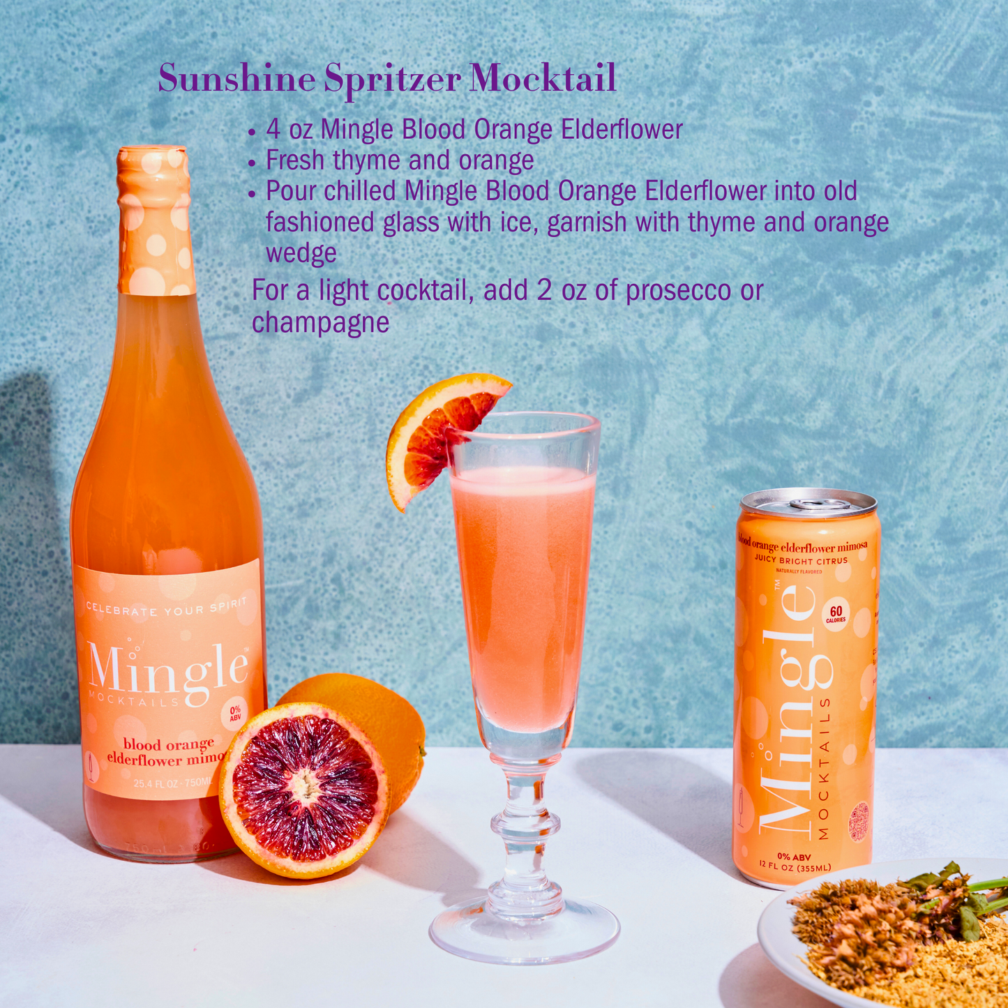 Mingle Mocktails Blood Orange Elderflower- Non Alcoholic Beverages