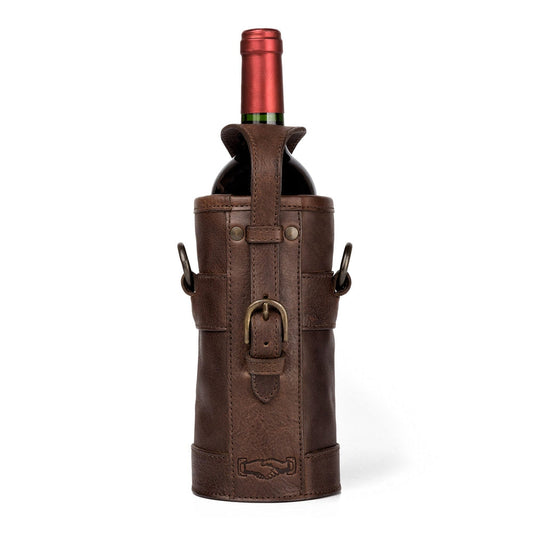 Campaign Leather Wine Tote Carrier by Mission Mercantile Leather Goods