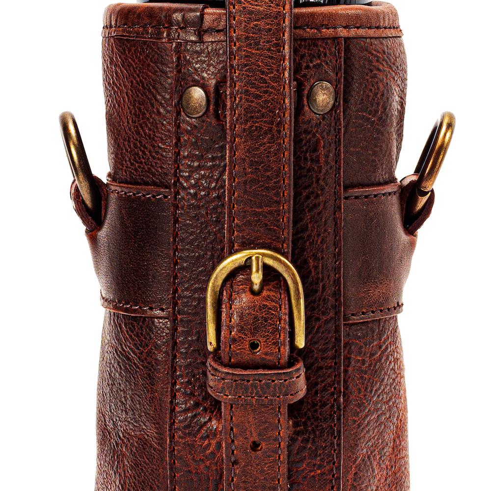 Campaign Leather Wine Tote Carrier by Mission Mercantile Leather Goods