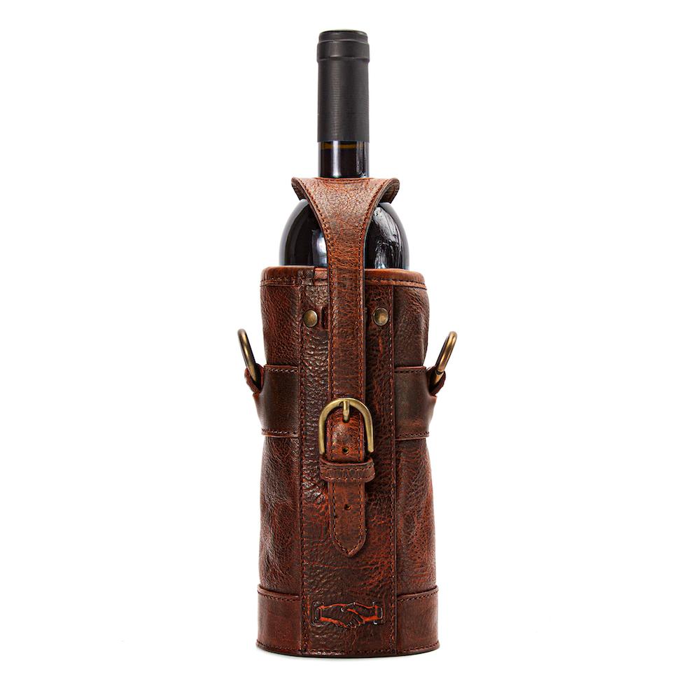 Campaign Leather Wine Tote Carrier by Mission Mercantile Leather Goods
