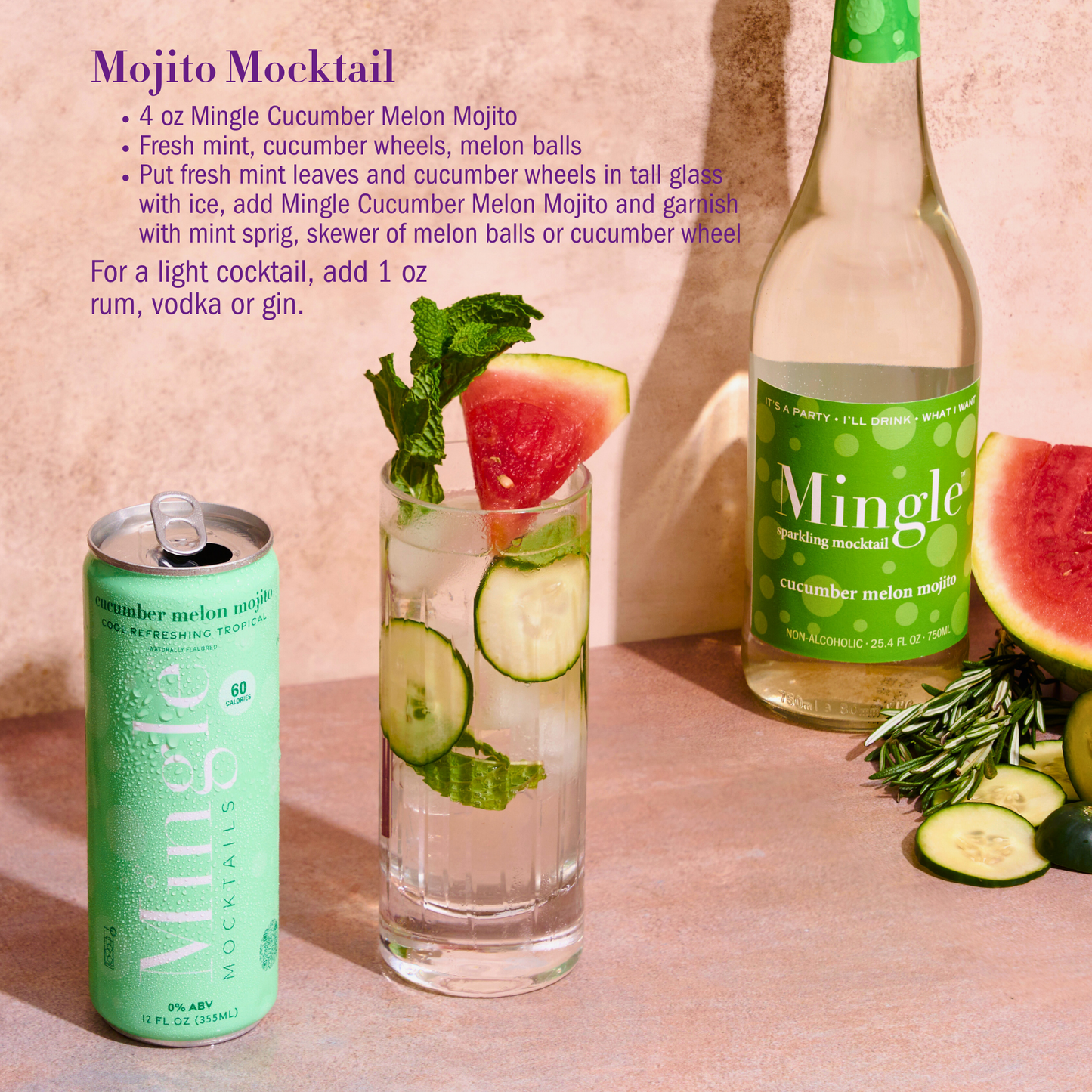 Mingle Mocktails Cucumber Melon Mojito- Non Alcoholic Beverages