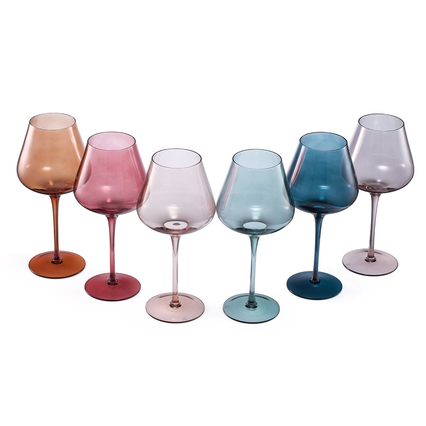 Colored Crystal Wine Glass Set of 6-  20 oz