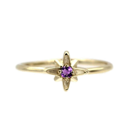 14k North Star February Birthstone Ring by VicStoneNYC Fine Jewelry