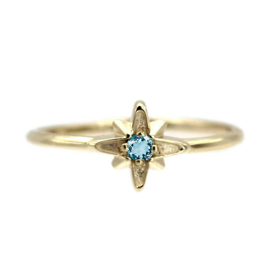 14k North Star March Birthstone Ring by VicStoneNYC Fine Jewelry