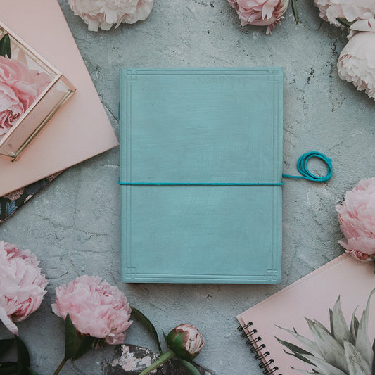 Lined, Blue Tone, Custom 8x6 Leather Journals