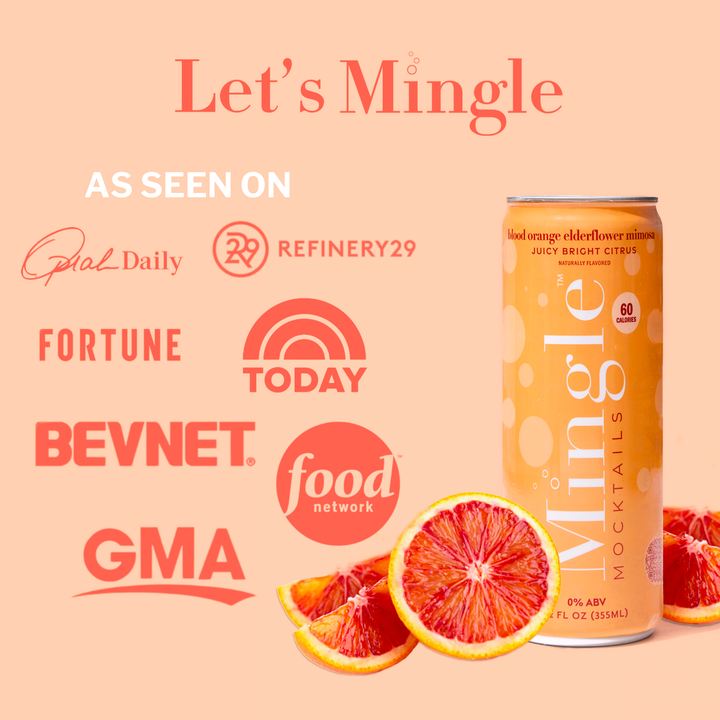 Mingle Mocktails Blood Orange Elderflower- Non Alcoholic Beverages