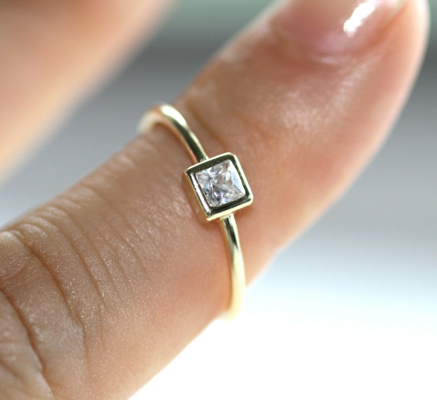 Princess Cut Diamond Engagement Ring in 14k Gold by VicStoneNYC Fine Jewelry