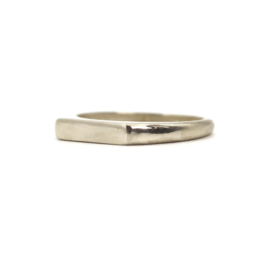 14k White Gold Bar Signet Ring by VicStoneNYC Fine Jewelry