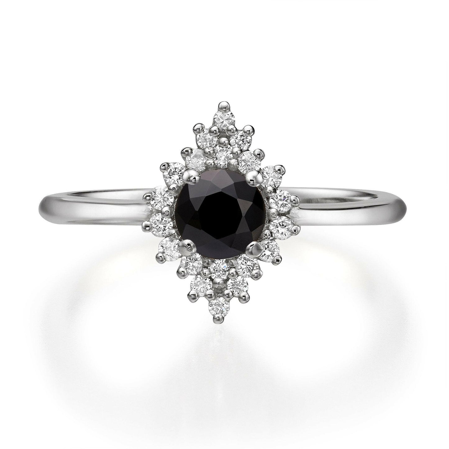 Unique Design Black Diamond Engagement Ring in 14k Gold by VicStoneNYC Fine Jewelry