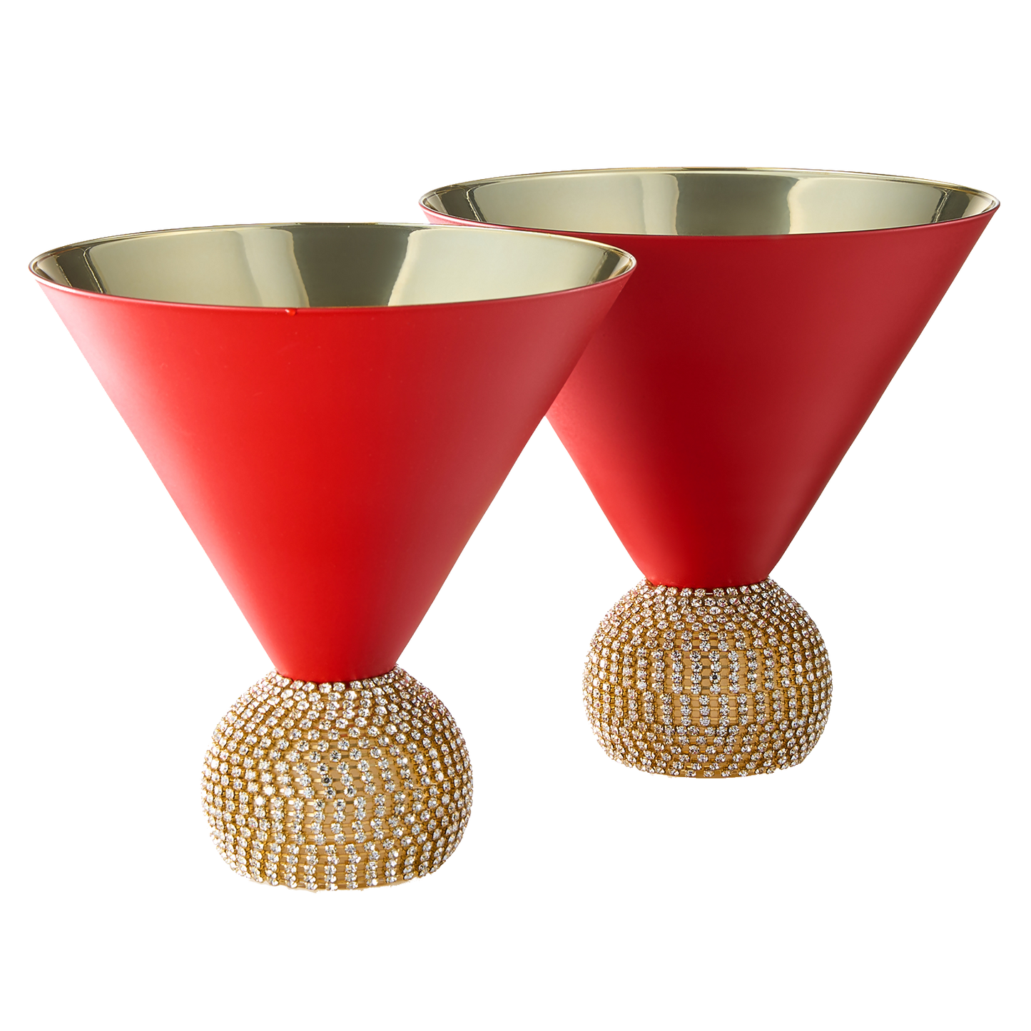 Studded Matte Red  Martini Glasses Set of 2-10.5 oz