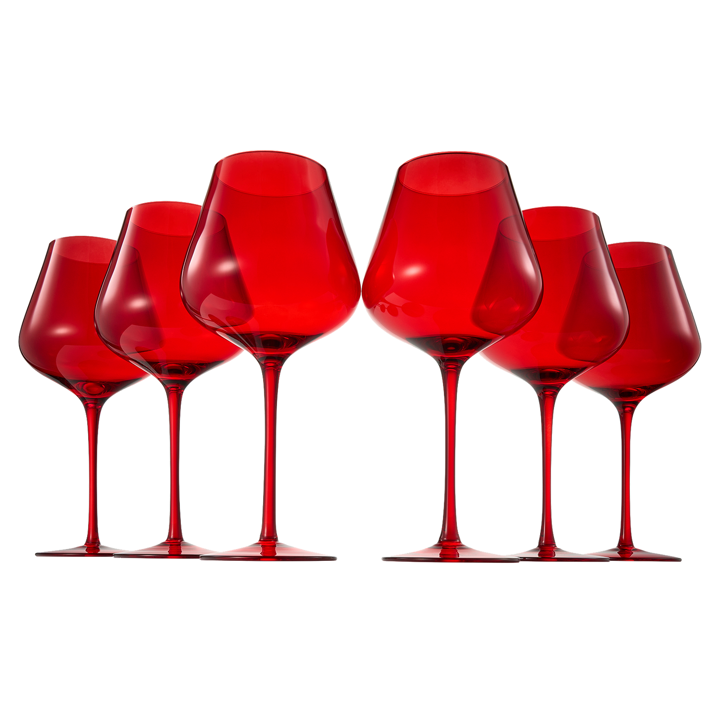 Red Colored Christmas Crystal Wine Glass Set of 6- 20 oz