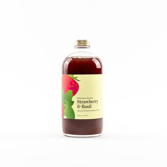 Strawberry & Basil Cocktail-Mocktail Mixer, 16 fl oz by Wood Stove Kitchen