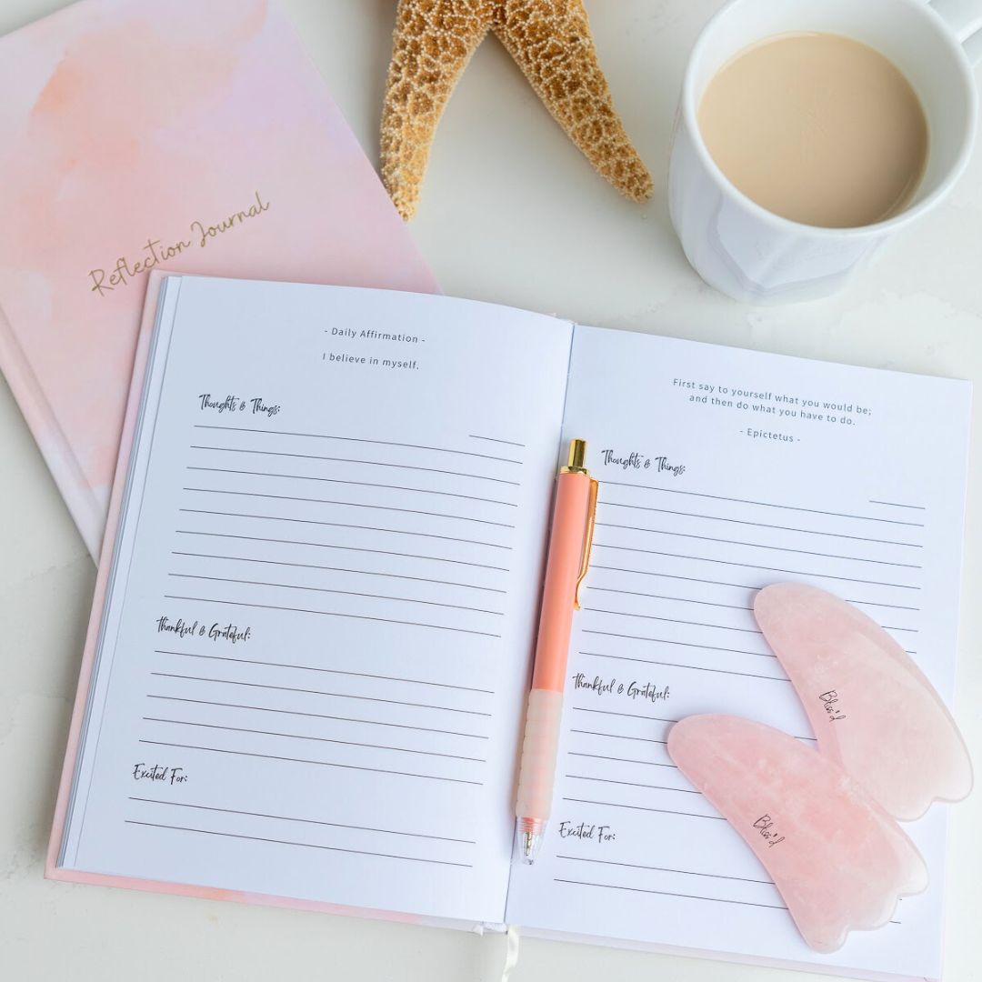 Time to Reflect Journal & Rose Quartz Gua Sha Set