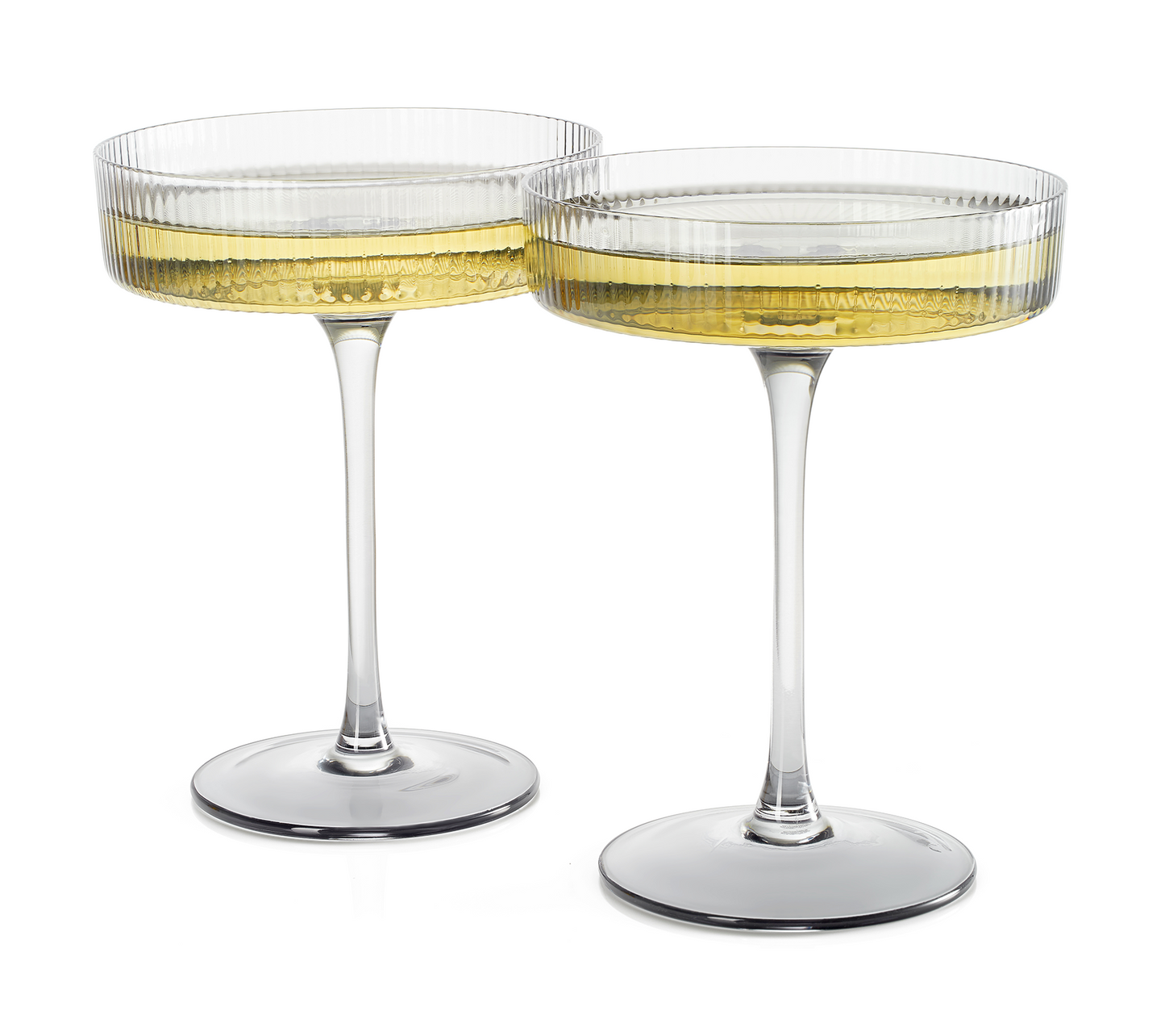 Ribbed Coupe Cocktail Glasses- Set Of 2- 8 oz