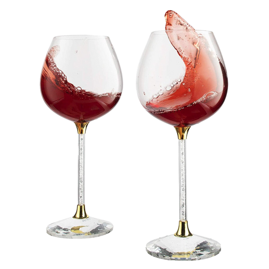 Diamond Filled Stem Crystal Wine Glasses 18oz