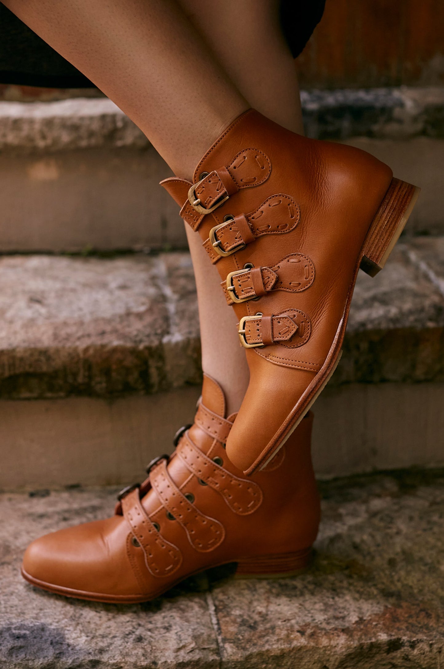 Wild Rose Leather Ankle Booties by ELF