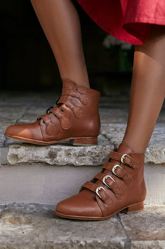 Wild Rose Leather Ankle Booties by ELF