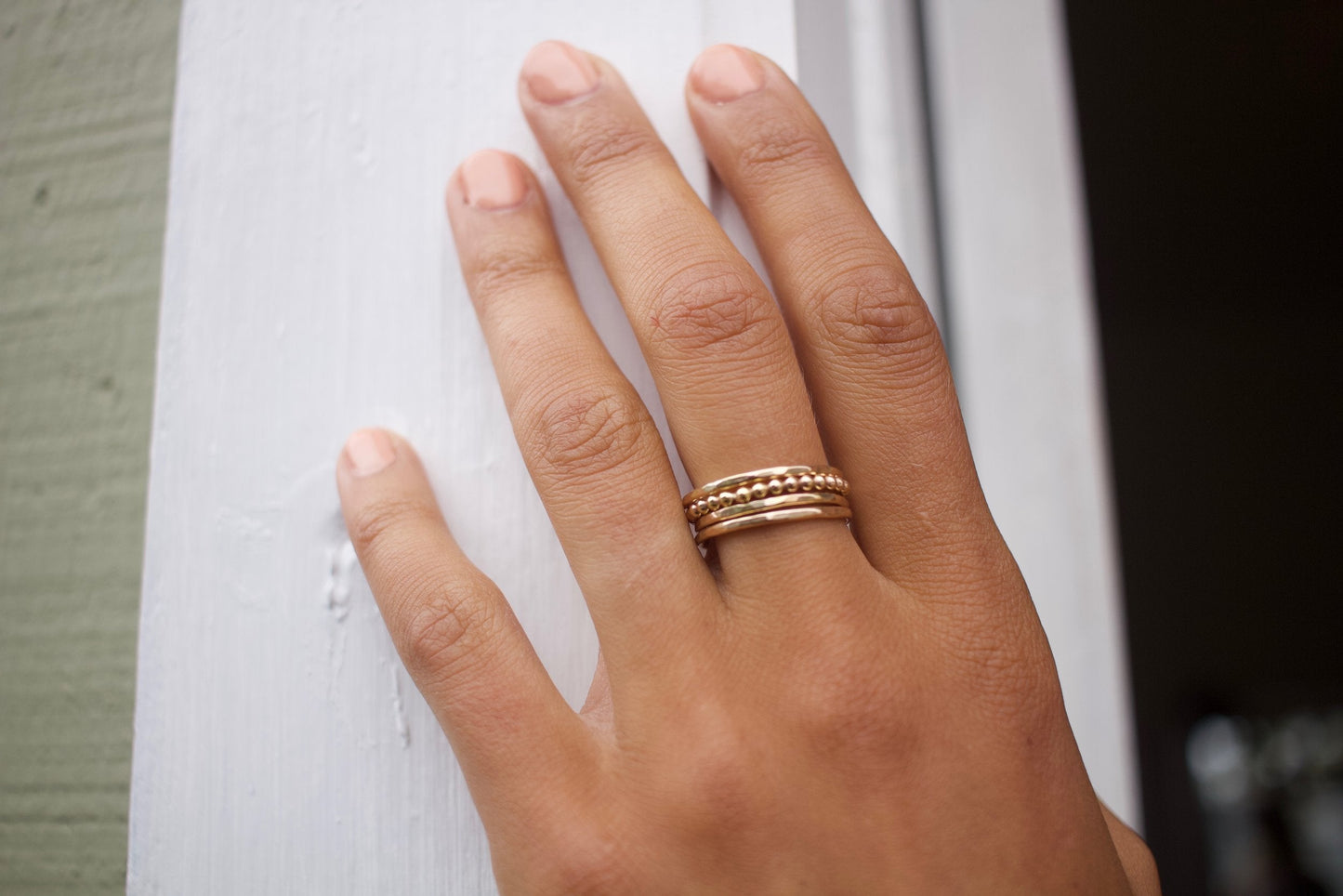 Dainty Beaded Ring Set Of 4 rings