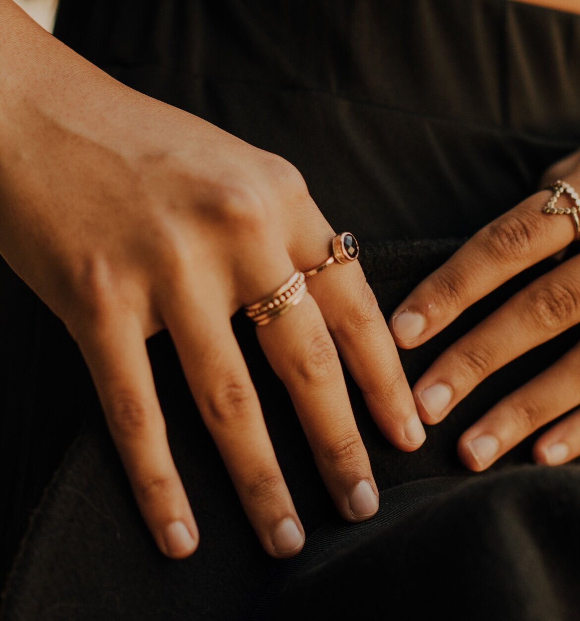 Dainty Beaded Ring Set Of 4 rings