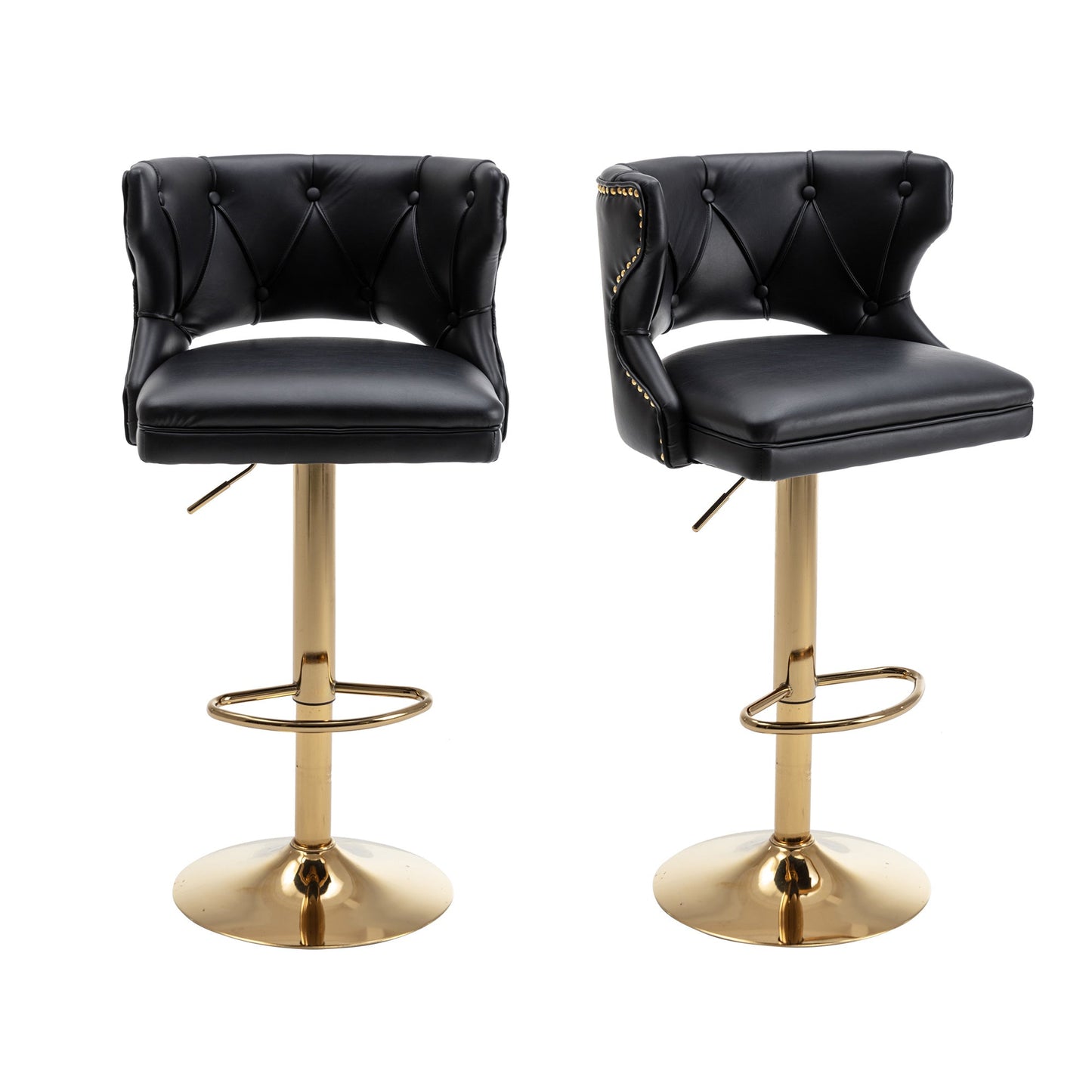 Set of 2 Modern Fashionable Velvet Bar Stools With Back and Footrest by Blak Hom