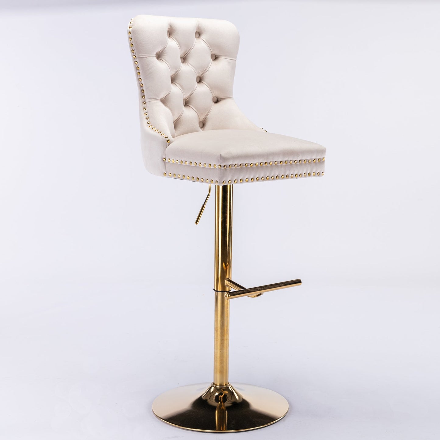 Set of 2 Thick Golden Swivel Velvet Barstools by Blak Hom