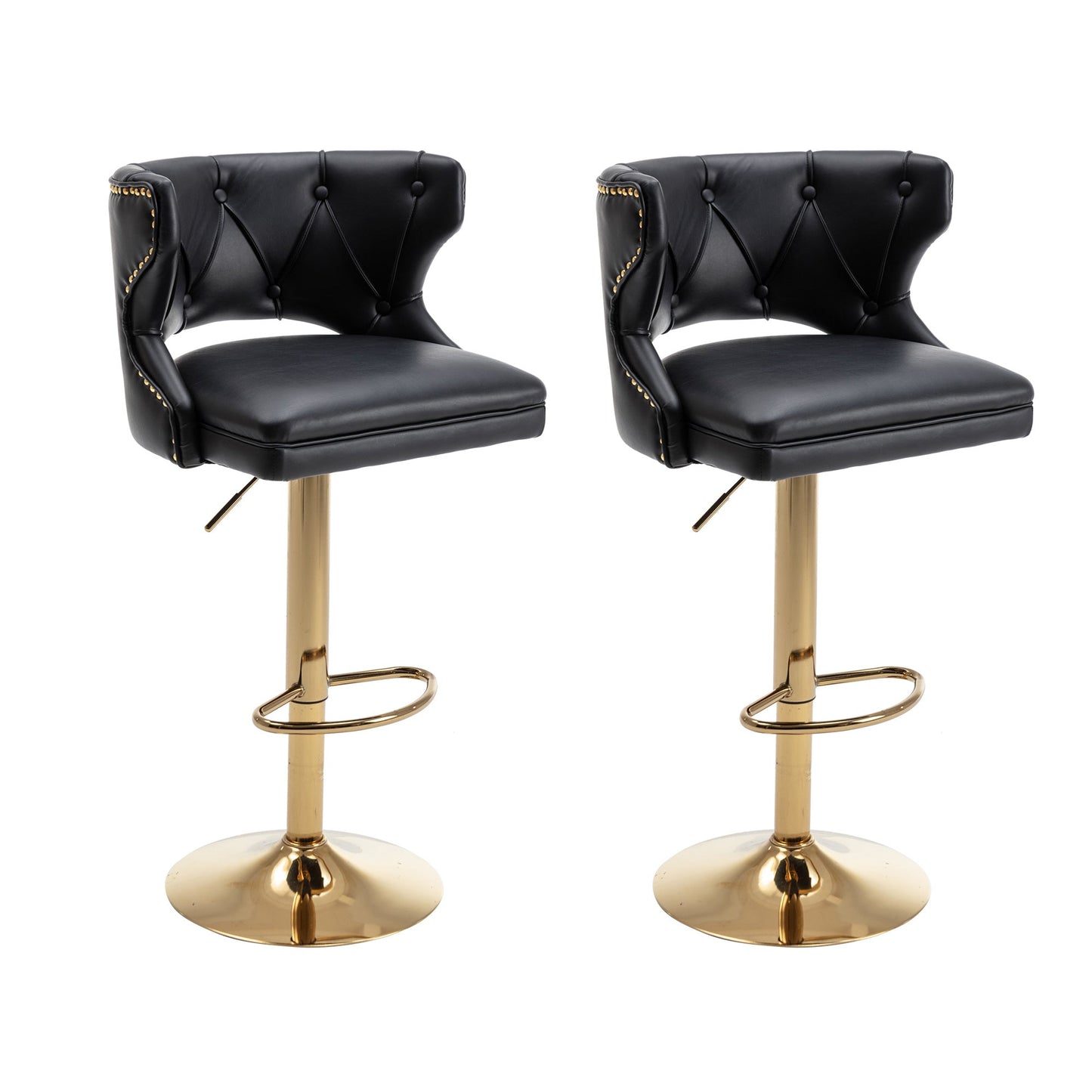 Set of 2 Modern Fashionable Velvet Bar Stools With Back and Footrest by Blak Hom