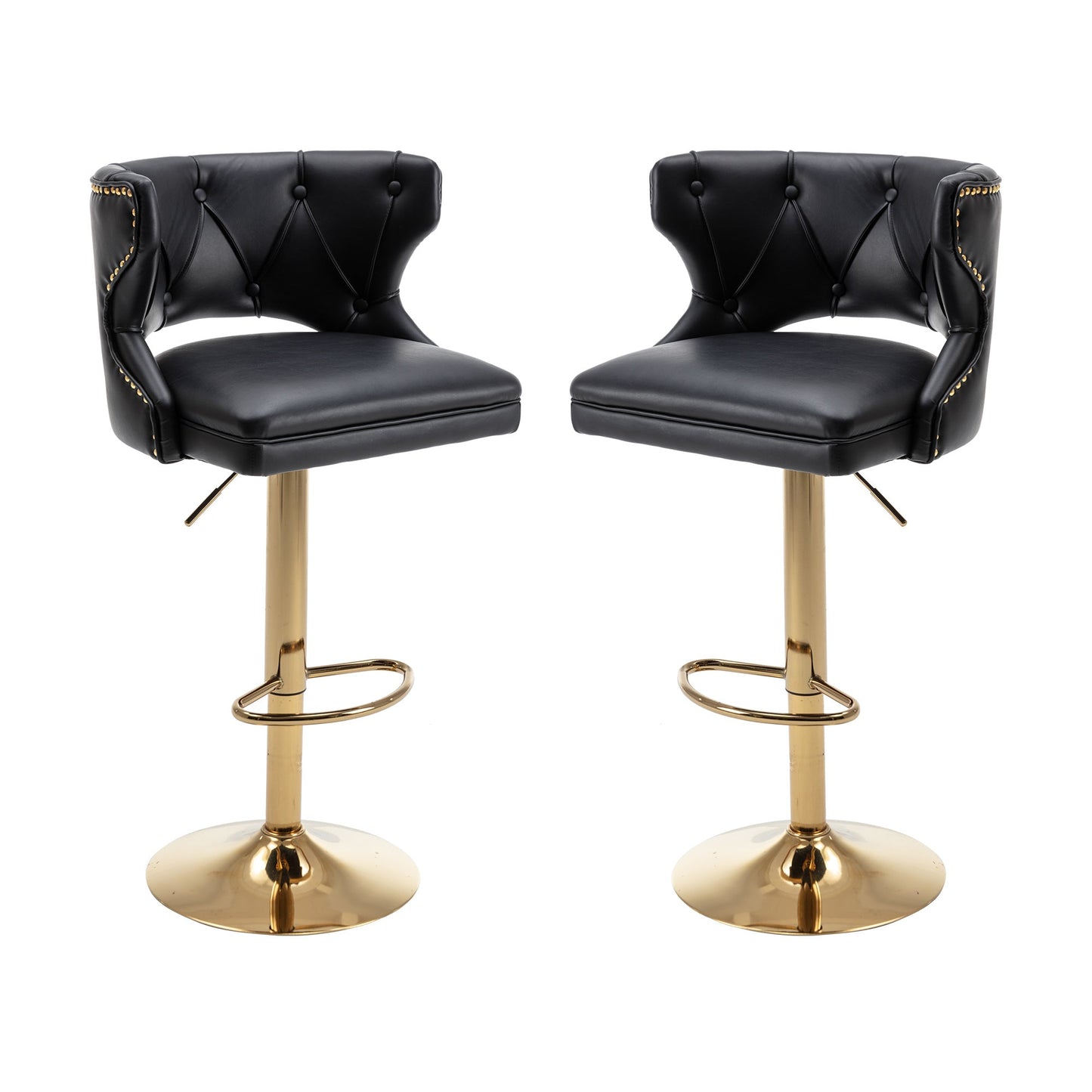 Set of 2 Modern Fashionable Velvet Bar Stools With Back and Footrest by Blak Hom