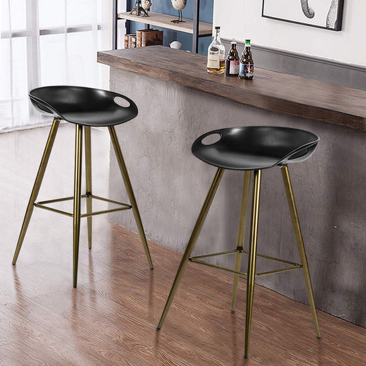 Set of 2 Black and Gold Counter Stool by Blak Hom