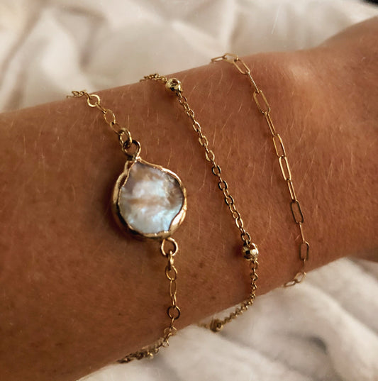 Dainty Layering Gold Bracelet Trio