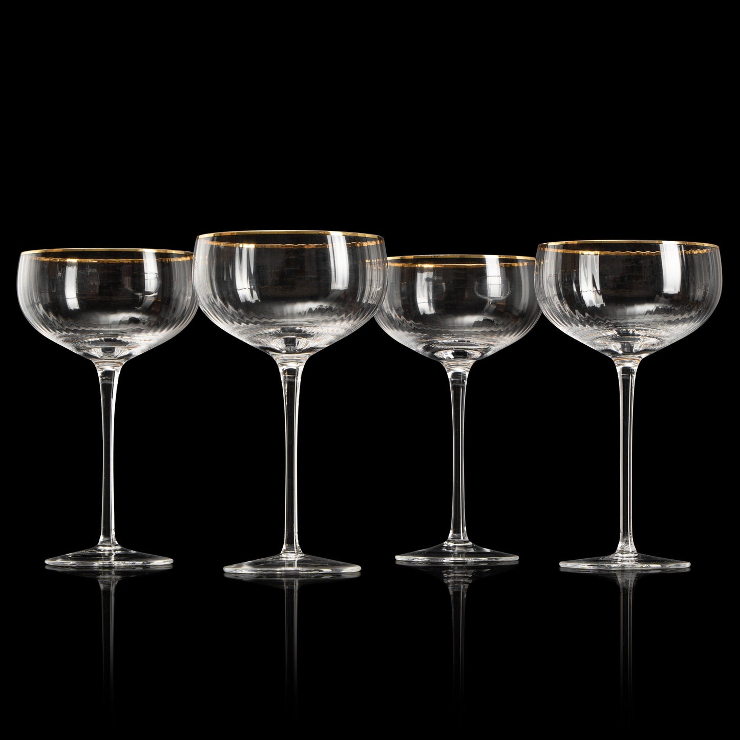 Gold Rim Coupe Glasses Set of 4 - 7 oz