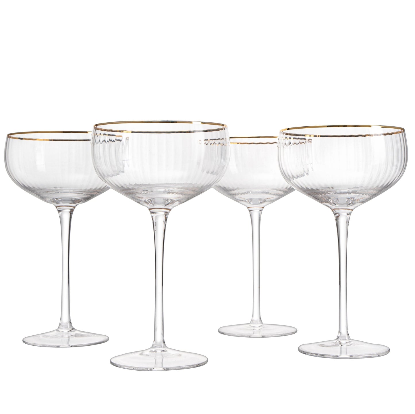 Gold Rim Coupe Glasses Set of 4 - 7 oz