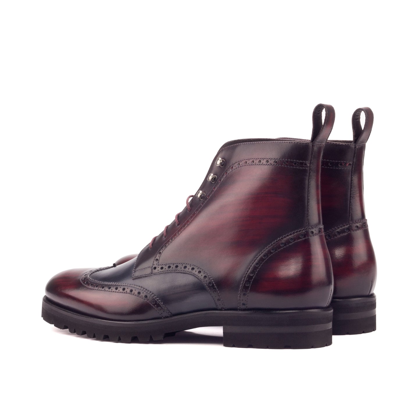 - Red Commando - Unique Hand-Painted Patina Military Style Brogue by Le Ruux