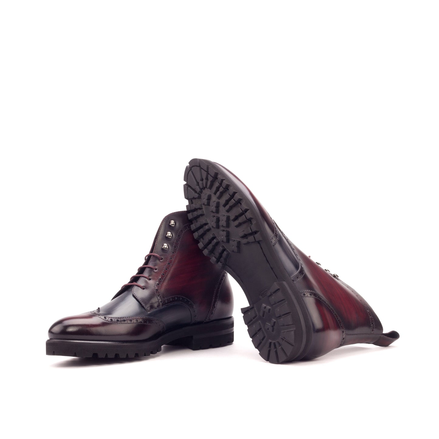 - Red Commando - Unique Hand-Painted Patina Military Style Brogue by Le Ruux