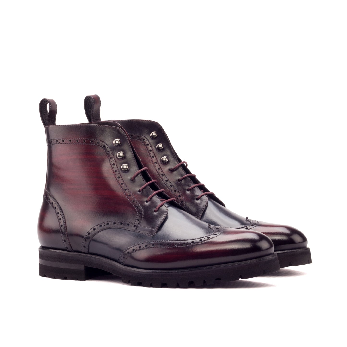 - Red Commando - Unique Hand-Painted Patina Military Style Brogue by Le Ruux