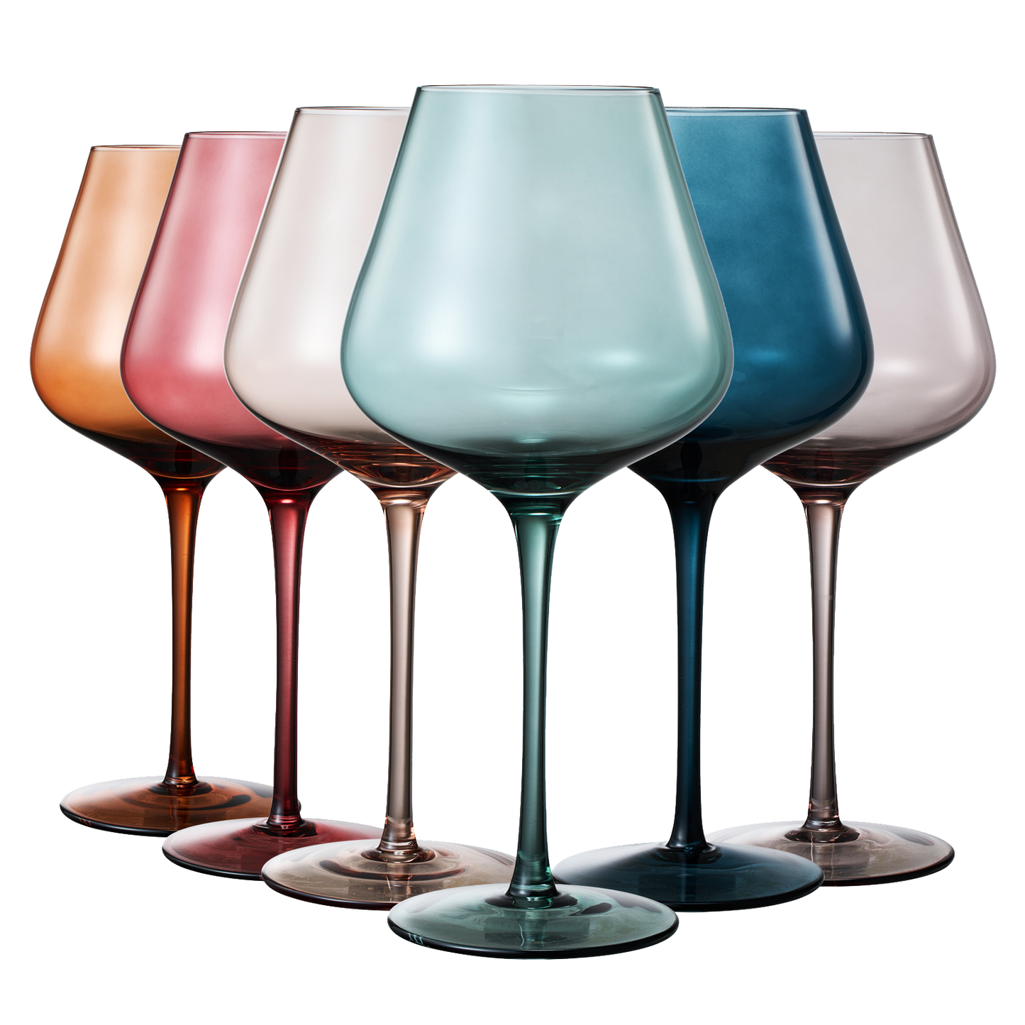 Colored Crystal Wine Glass Set of 6-  20 oz