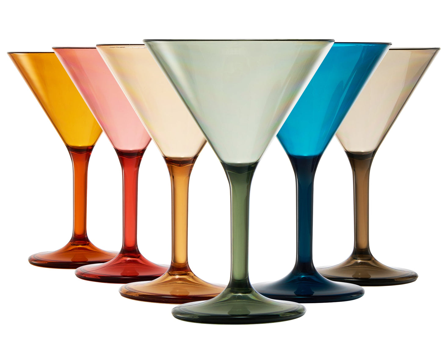 Unbreakable Pastel Color Acrylic Martini Glasses Set of 6 5 oz