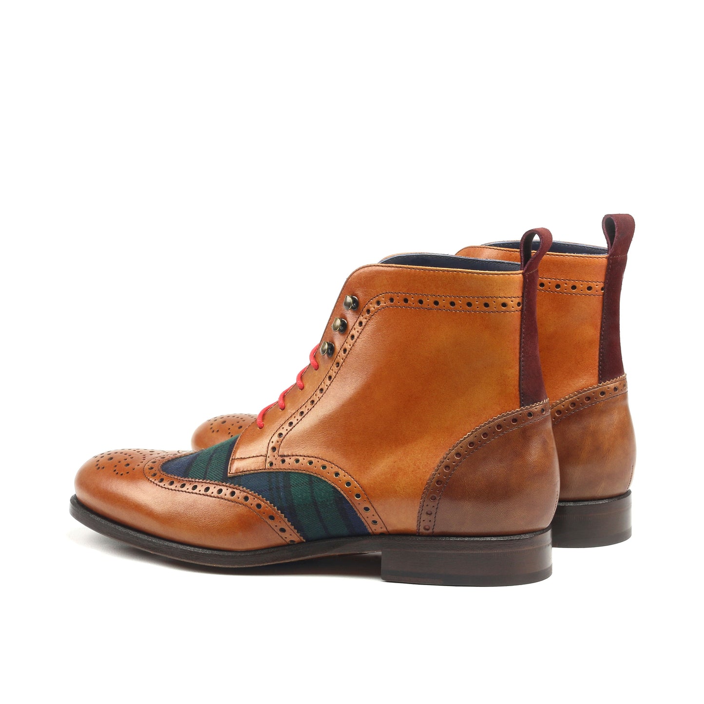 MANSA M. - Unique Handcrafted Golden Brown Military Style Brogue Boot by Le Ruux