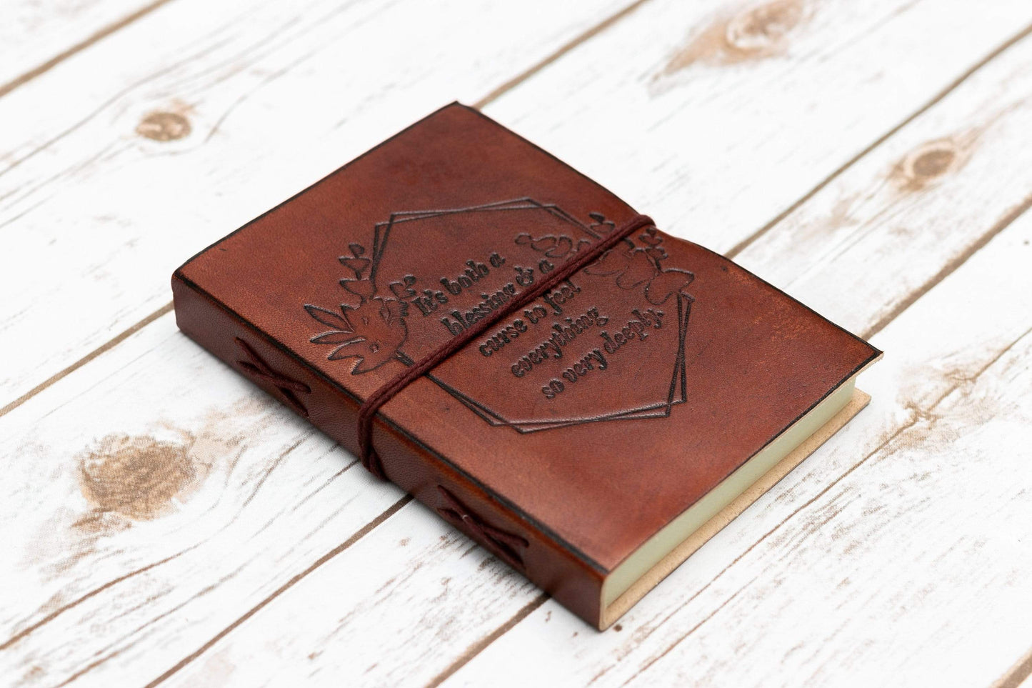 Feel Deeply Quote 7x5 Leather Journal