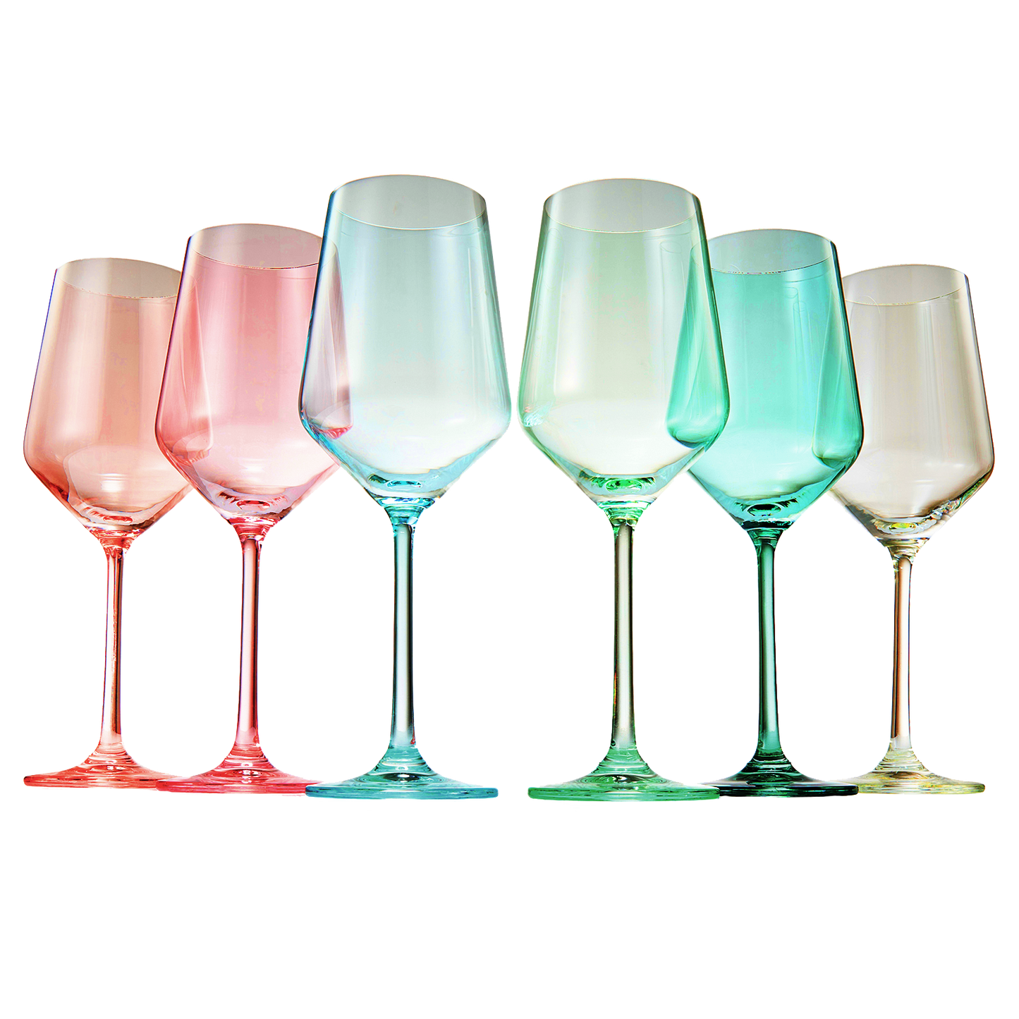 Colored Crystal Wine Glass Set of 6- 12 oz