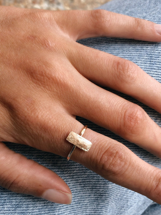 Hammered Vertical Bar Ring