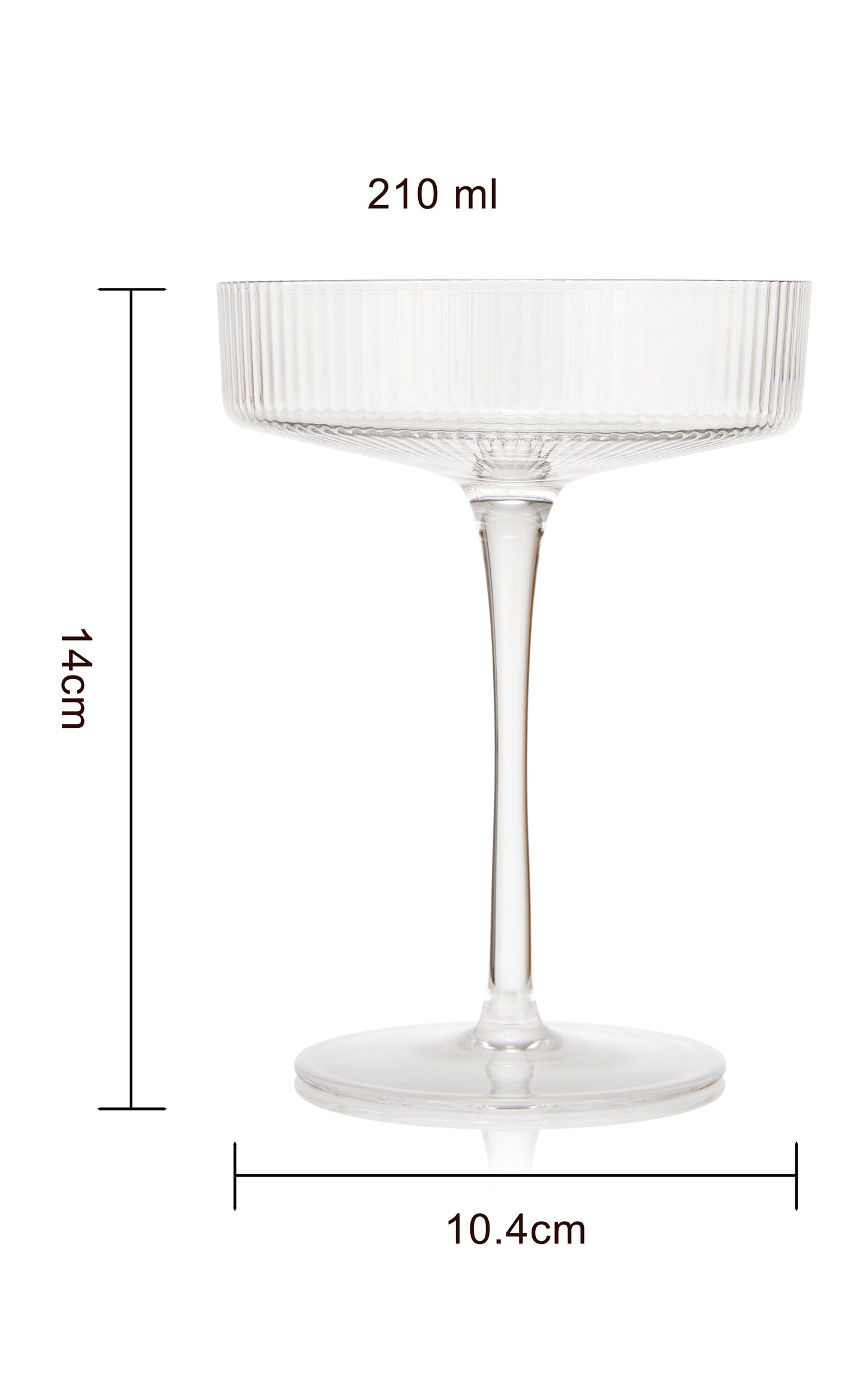 Ribbed Coupe Cocktail Glasses 8 oz Set of 2
