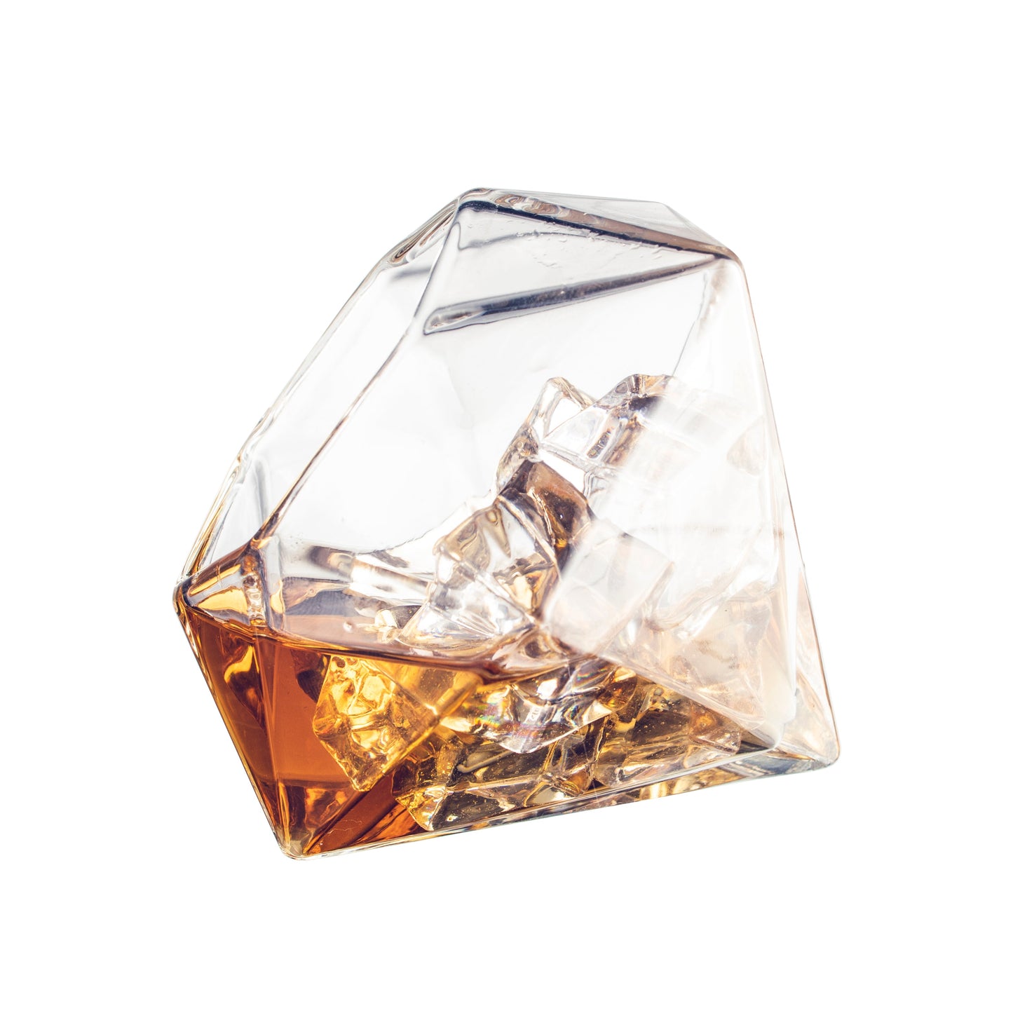 Diamond Decanter With 4 Diamond Glasses and Beautiful Mahogany Wooden Holder