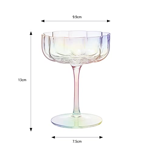 Iridescent Flower Elegant Champagne & Cocktail Coupes 7 oz Set of 2