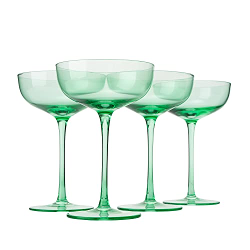 Colored Coupe Glass  7 oz  Set of 4 (Green)