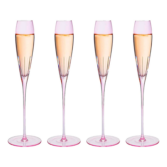 Paris Collection Crystal Pink Champagne Flute 8.5 oz Set of 4
